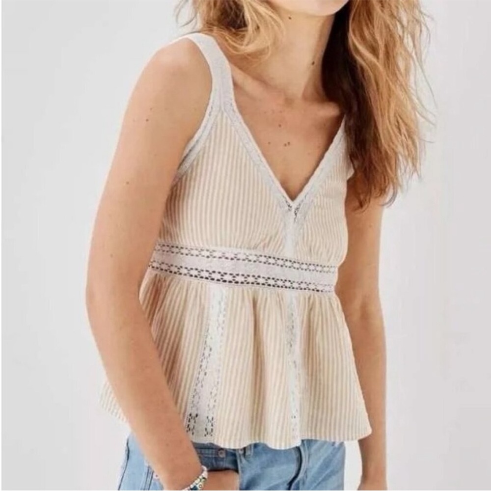 American Eagle Cotton Striped Boho Festival Babydoll Tank Top
